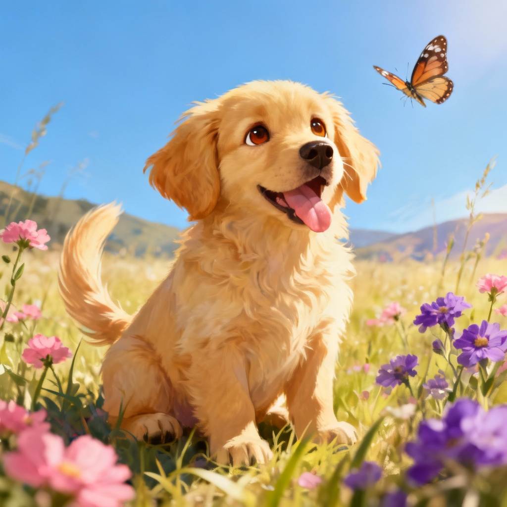 a very beautiful, catchy and compelling artistic image of a puppy.
